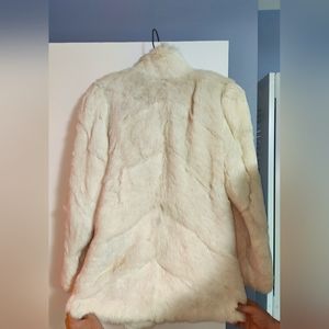 Rabbit fur coat, white